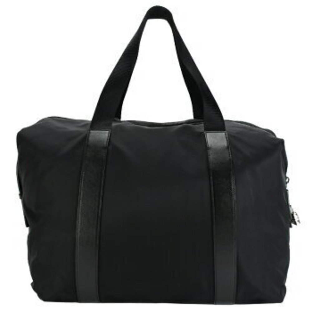 Prada leather bag travel duffel Boston triangle Saffiano black logo - Picture 3 of 6